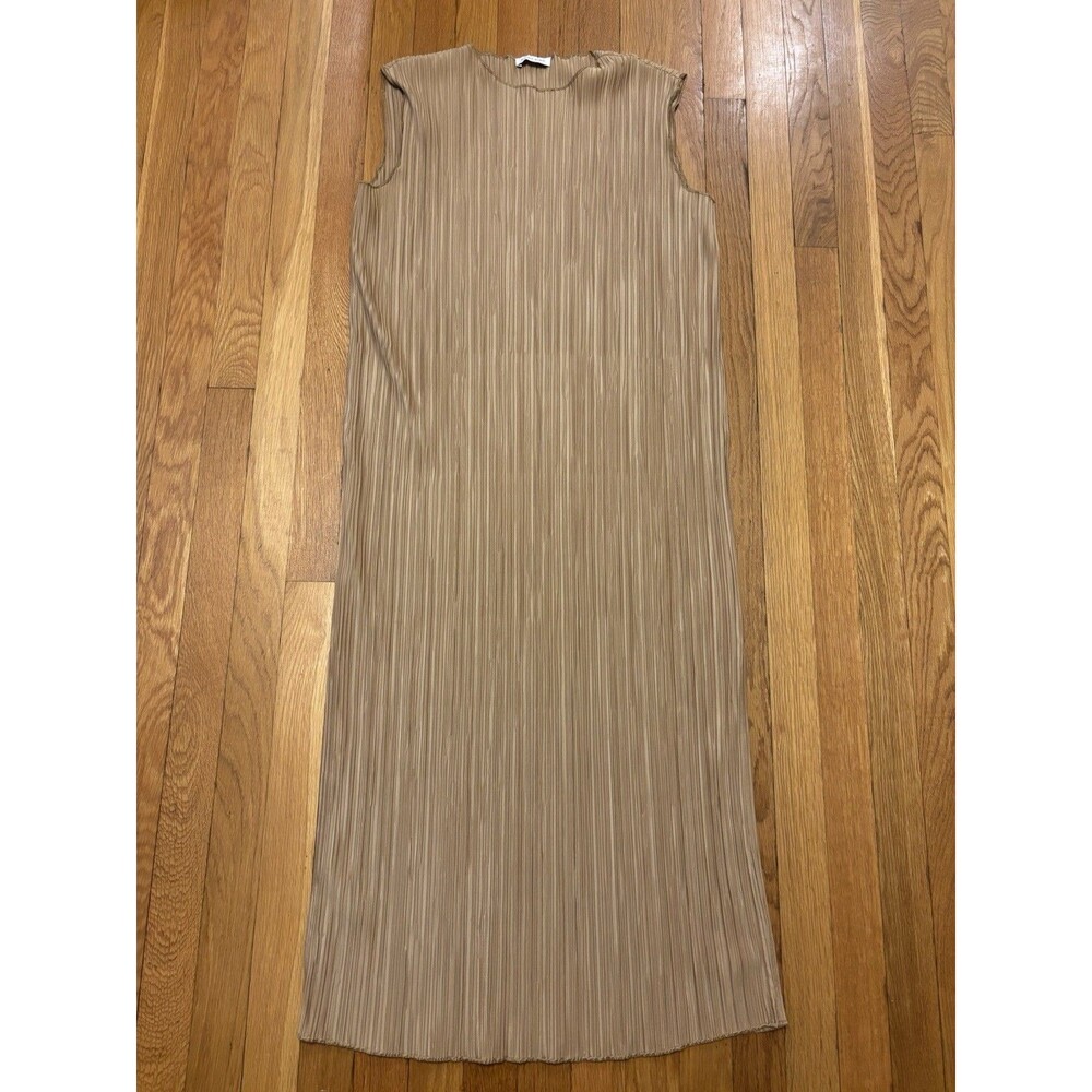 Anine Bing Melanie Pleated Midi Dress Brown Size M Sleeveless Slit - Picture 2 of 9